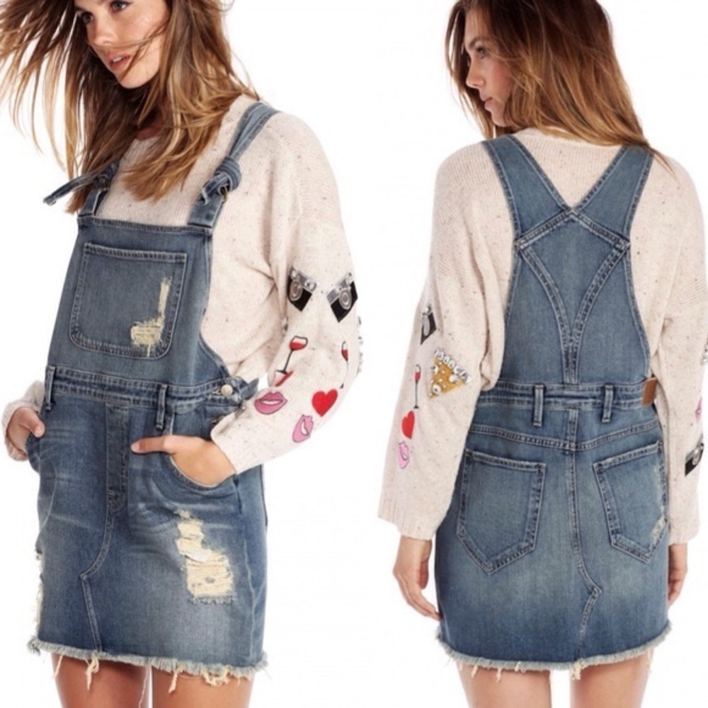 WildFox NWOT Dungaree Overall Artist Skirt Jean S